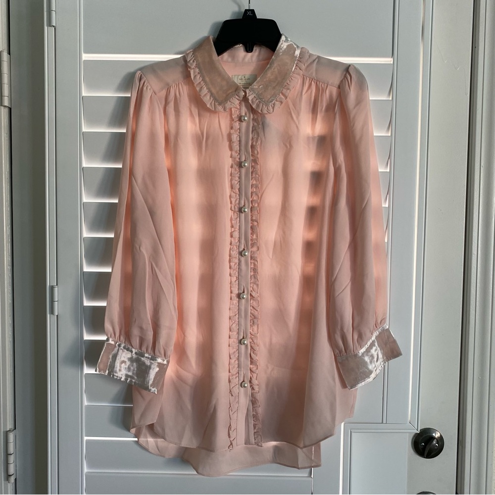 Kate Spade Velvet Trim Button Shirt